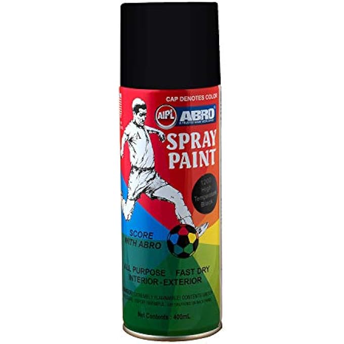 Abro SP-1200 MULTIPURPOSE COLOUR SPRAY PAINT CAN FOR CARS AND BIKES (400ML, HIGH HEAT BLACK, 1 PC) - Image 1